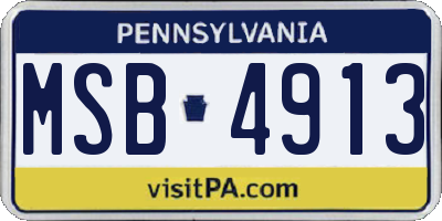 PA license plate MSB4913