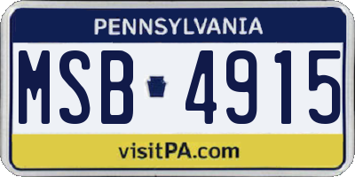 PA license plate MSB4915