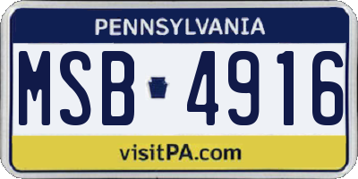 PA license plate MSB4916
