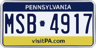 PA license plate MSB4917