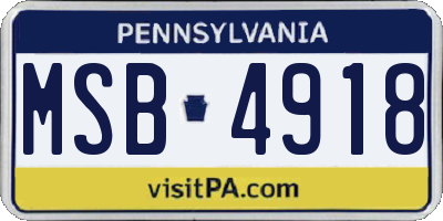 PA license plate MSB4918