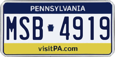 PA license plate MSB4919