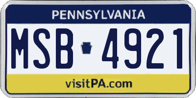 PA license plate MSB4921