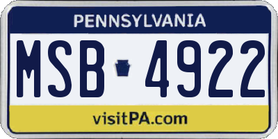 PA license plate MSB4922