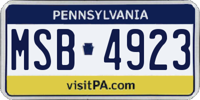 PA license plate MSB4923