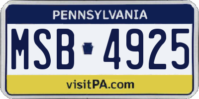 PA license plate MSB4925