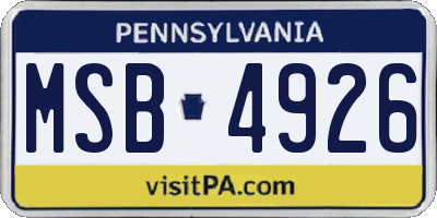 PA license plate MSB4926
