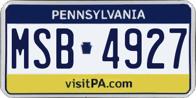 PA license plate MSB4927