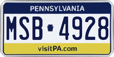 PA license plate MSB4928
