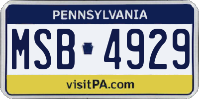PA license plate MSB4929
