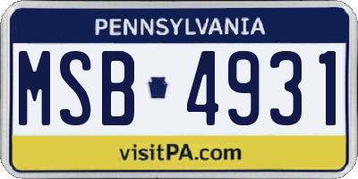 PA license plate MSB4931