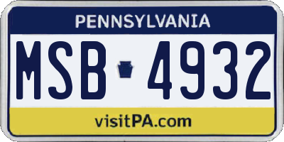 PA license plate MSB4932