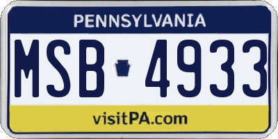 PA license plate MSB4933