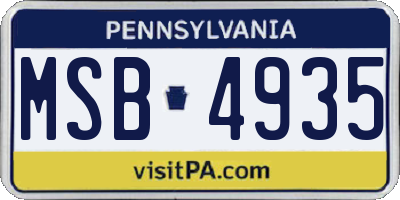 PA license plate MSB4935