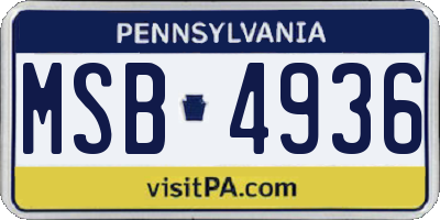 PA license plate MSB4936