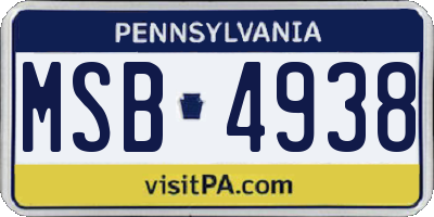 PA license plate MSB4938