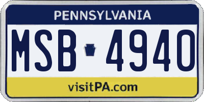 PA license plate MSB4940