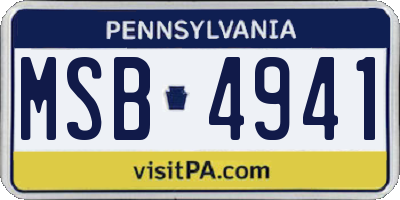 PA license plate MSB4941