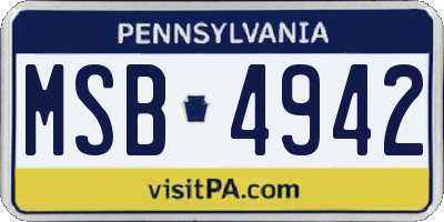 PA license plate MSB4942