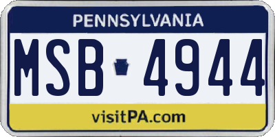 PA license plate MSB4944