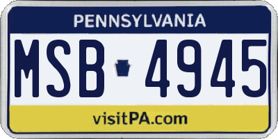 PA license plate MSB4945