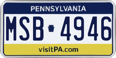 PA license plate MSB4946