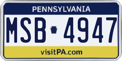 PA license plate MSB4947