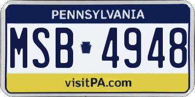 PA license plate MSB4948