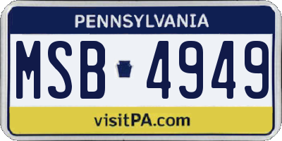 PA license plate MSB4949