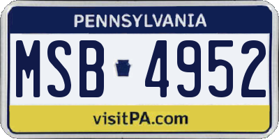 PA license plate MSB4952
