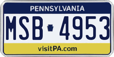 PA license plate MSB4953