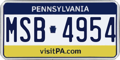 PA license plate MSB4954