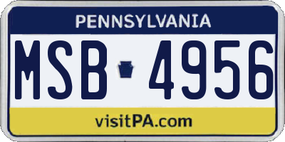 PA license plate MSB4956