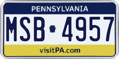 PA license plate MSB4957