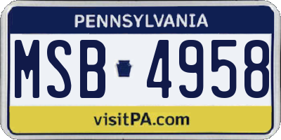 PA license plate MSB4958