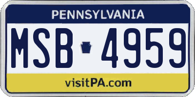 PA license plate MSB4959