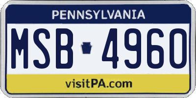 PA license plate MSB4960