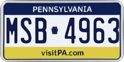 PA license plate MSB4963