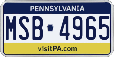 PA license plate MSB4965