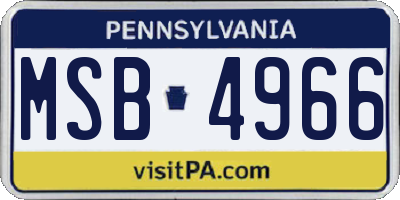 PA license plate MSB4966