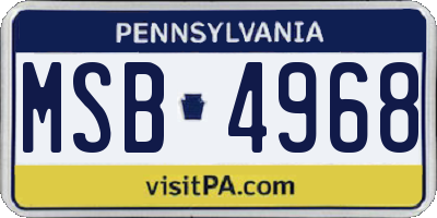 PA license plate MSB4968