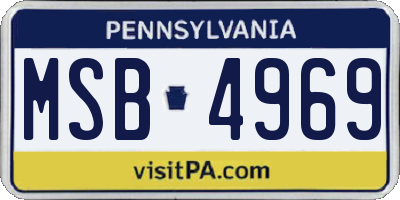 PA license plate MSB4969