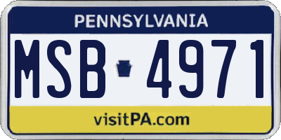 PA license plate MSB4971