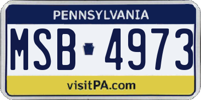 PA license plate MSB4973