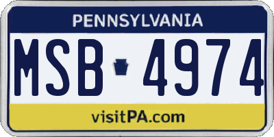 PA license plate MSB4974