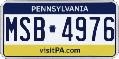 PA license plate MSB4976