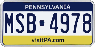 PA license plate MSB4978