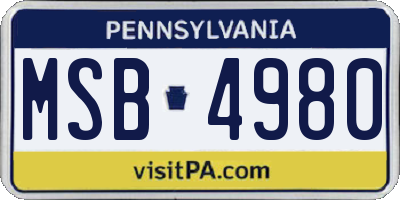 PA license plate MSB4980