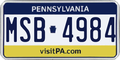 PA license plate MSB4984