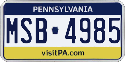 PA license plate MSB4985